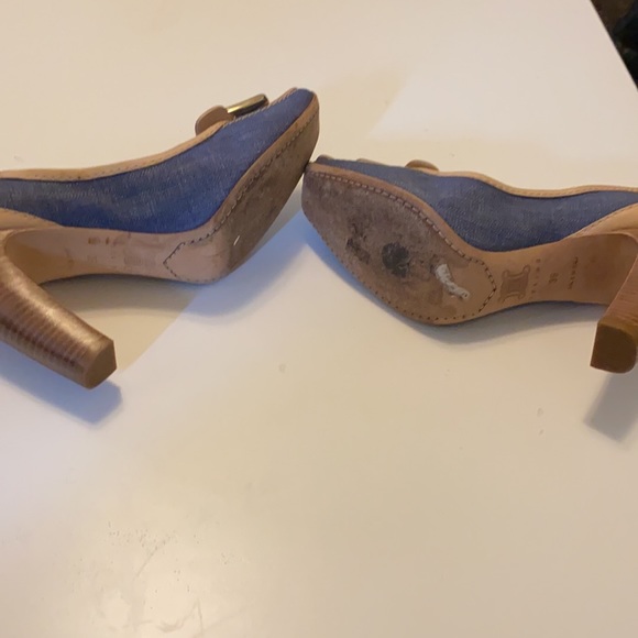 Tan and denim Celine heels - Picture 5 of 6